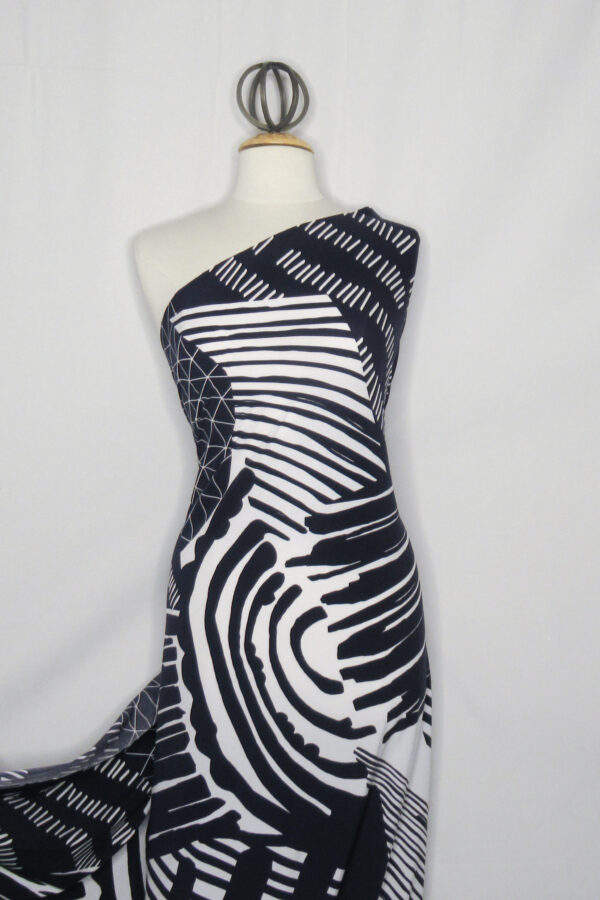 Black & White Oversized Brushstrokes 4-Way Stretch