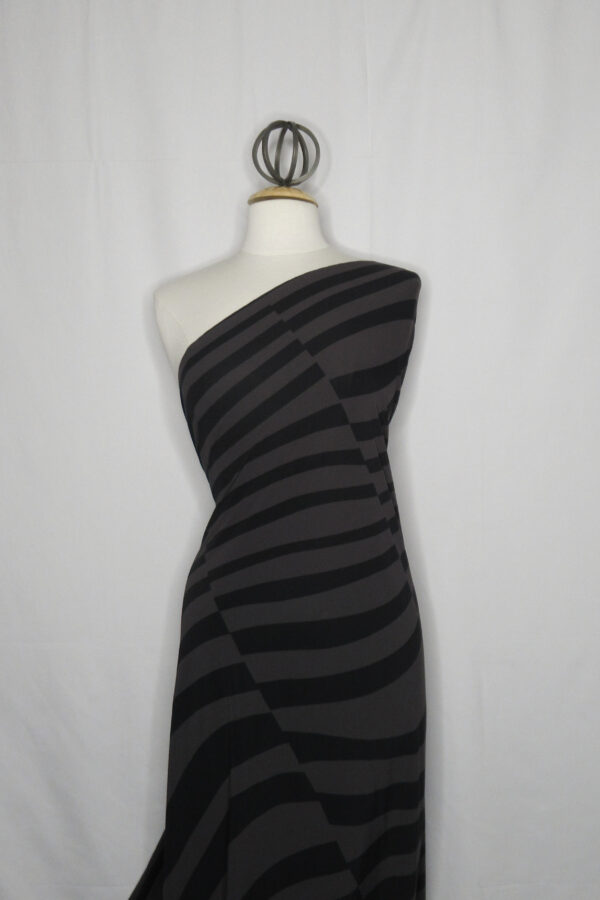 Brown Segmented Curves & Stripes 4-Way Stretch