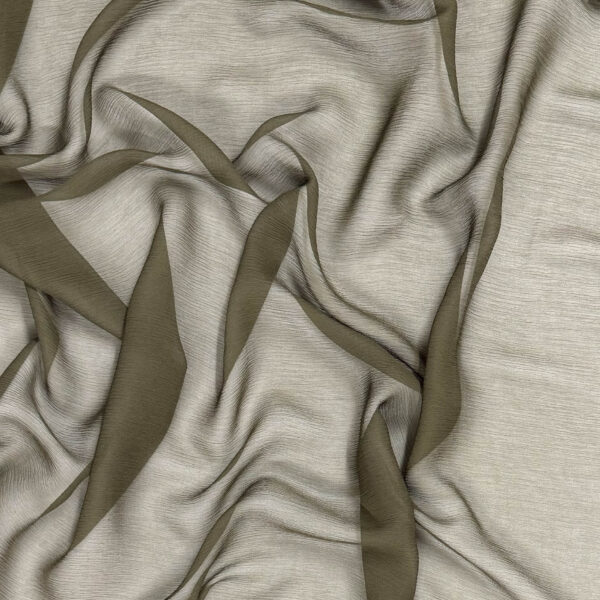 Army Green Silk Crinkle Chiffon