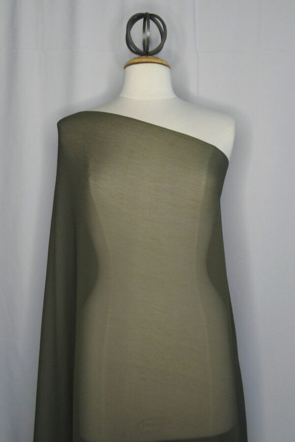 Army Green Silk Crinkle Chiffon