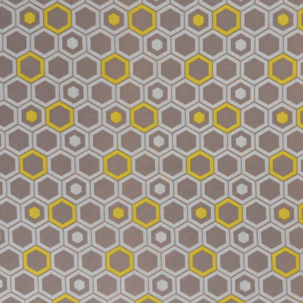 Taupe Hexagon Printed Cotton