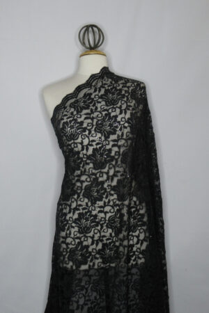 Scalloped Edge Black Lace with Sequins