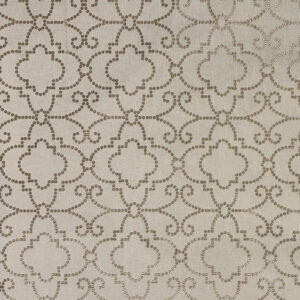 Gold Sequin Embroidered Mosaic Pattern on Natural Linen