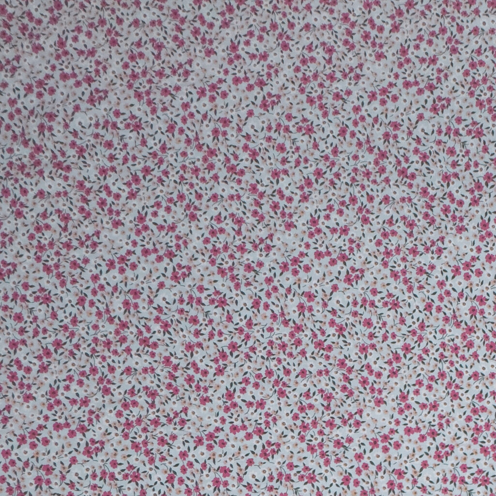 Sky Blue Korean Printed Floral Cotton Lawn