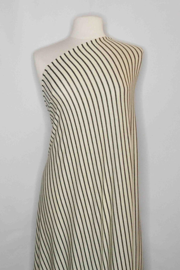 Ivory Rayon Blend Striped Sweater Knit