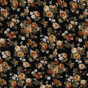 Black Floral Pinwale Corduroy