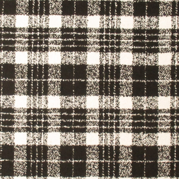 Black and Ivory Plaid Boucle Wool Coating