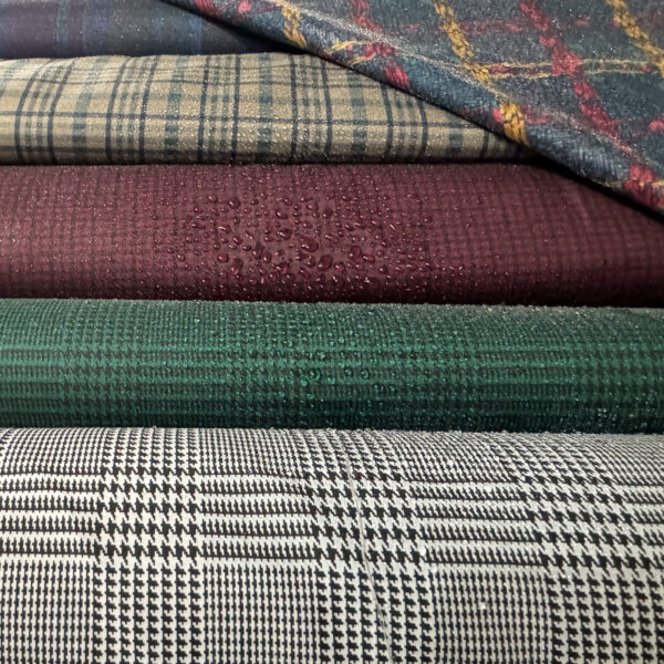 Burgundy Check Water Resistant Fabric