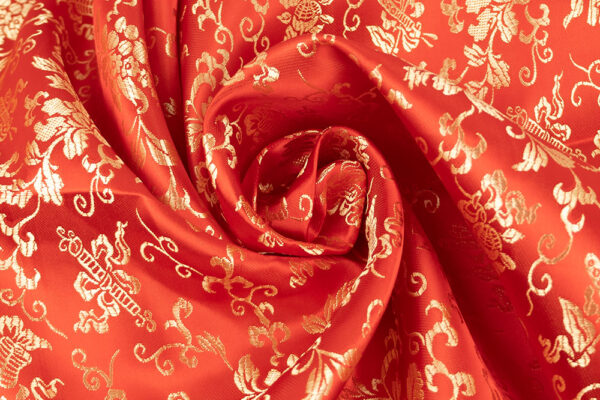 Chinese Red and Gold Floral Brocade