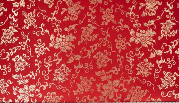 Chinese Red and Gold Floral Brocade