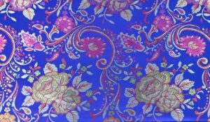 Chinese Blue and Gold Floral Brocade