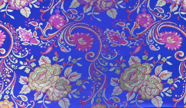 Chinese Blue and Gold Floral Brocade