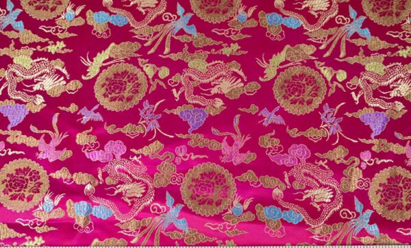 Chinese Pink and Gold Dragon Brocade