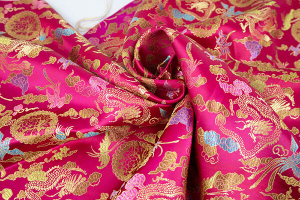 Chinese Pink and Gold Dragon Brocade