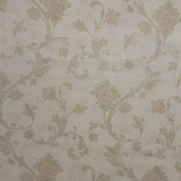 Ivory Canvas with Stylized Floral and Vine Design