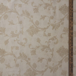 Ivory Canvas with Stylized Floral and Vine Design