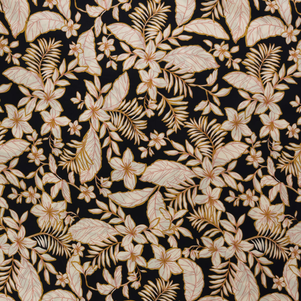 Black Tropical Stretch Cotton