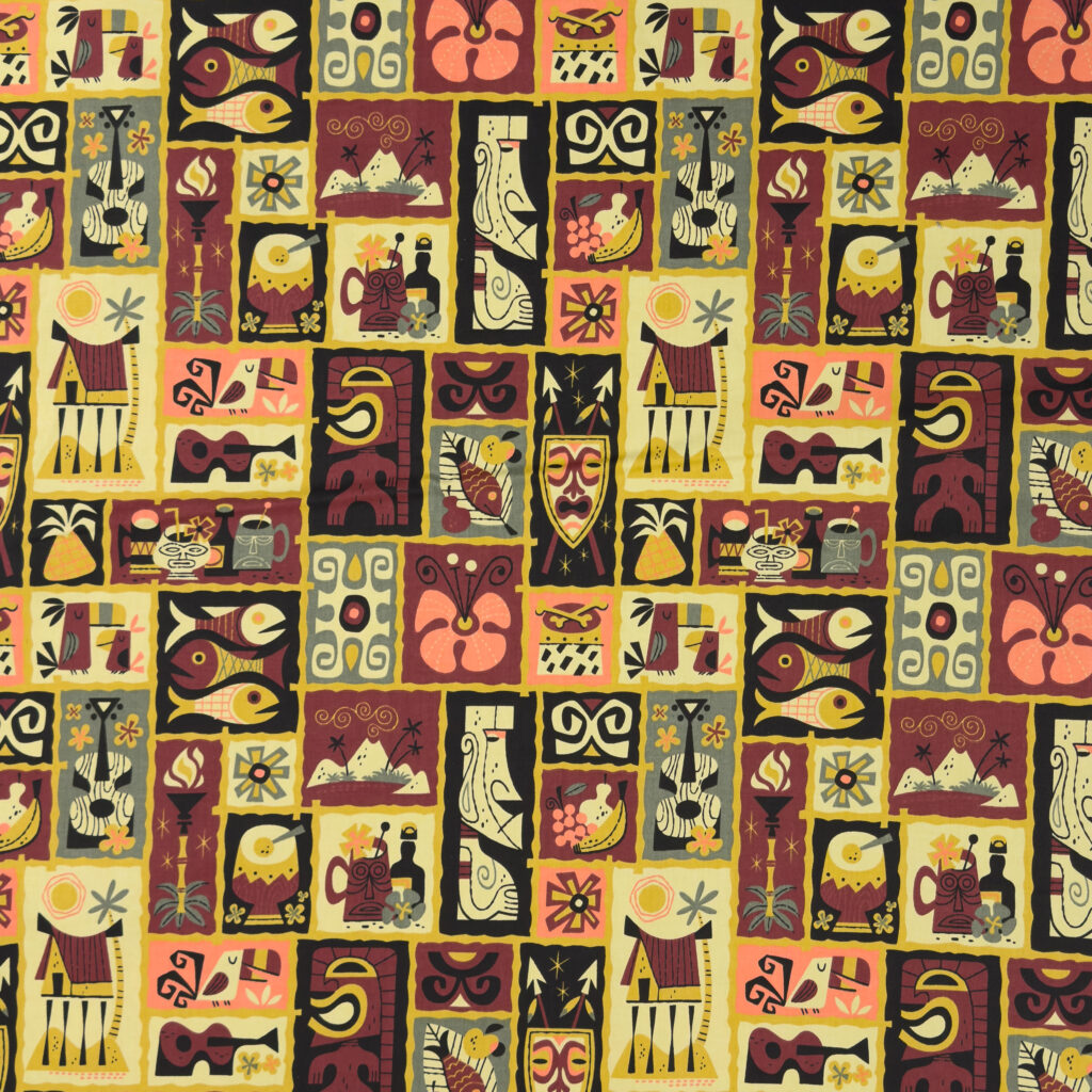 Tiki Icons Stretch Cotton