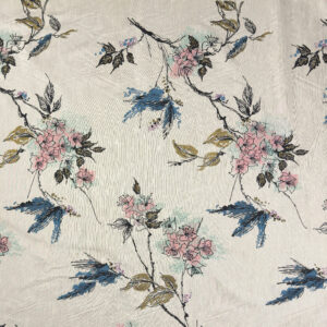 Vintage Cotton Shantung - Blue and Pink Floral