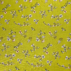 Chartreuse Floral Linen-Like Rayon