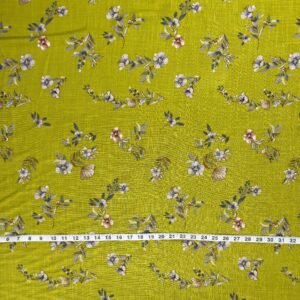 Chartreuse Floral Linen-Like Rayon