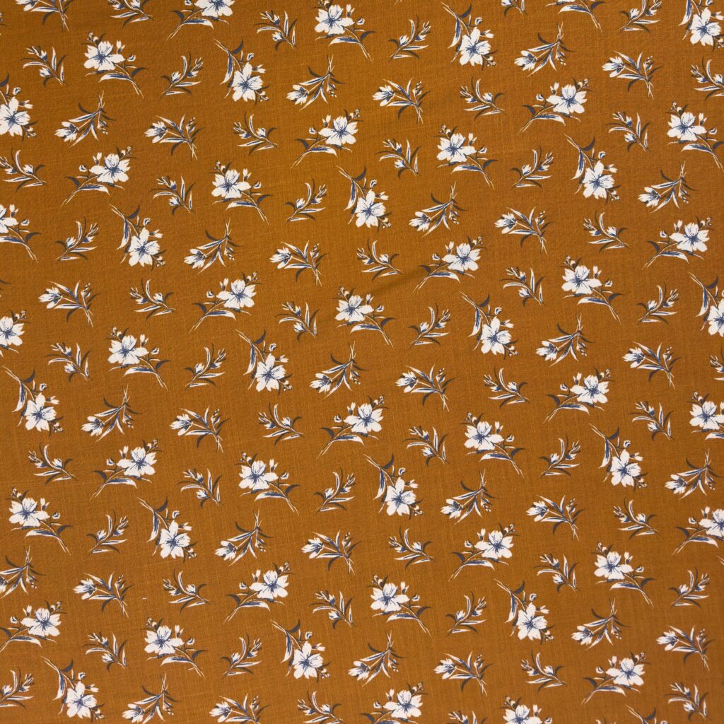 Copper Floral Linen-Like Rayon