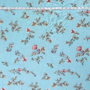 Aqua Floral Linen-Like Rayon