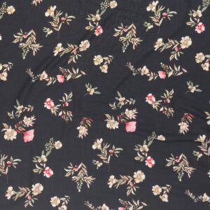 Black Floral Linen-Like Rayon