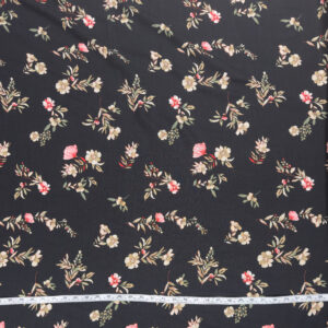 Black Floral Linen-Like Rayon